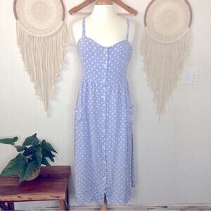 Davi&Dani lt blue polka dot midi dress size medium